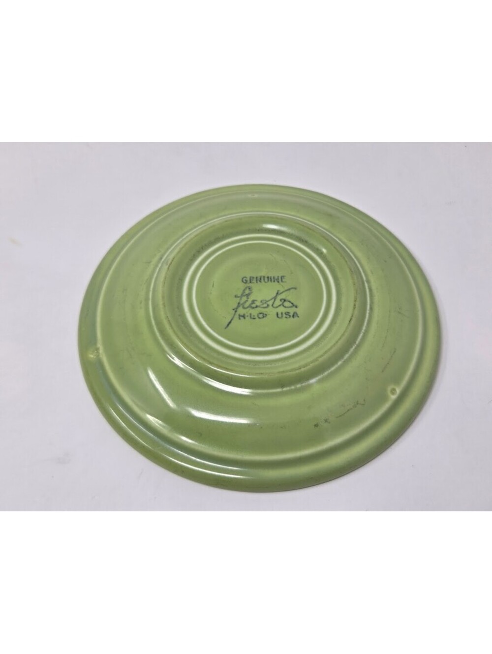 Vintage 1936 Genuine Fiesta HLC USA Green Saucer Plate 6 Inch Concentric Rings